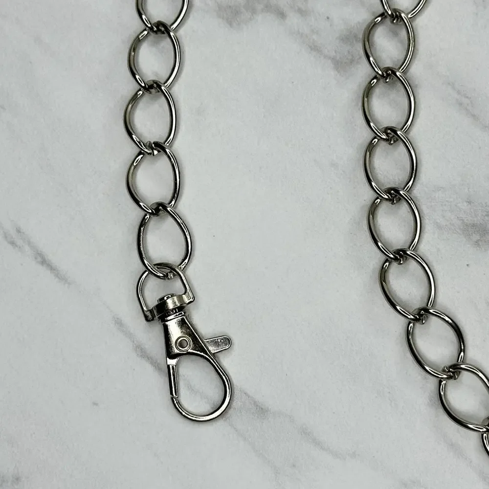 George Washington Coin Charm Silver Tone Metal Chain Link Belt One Size (OS) ✨